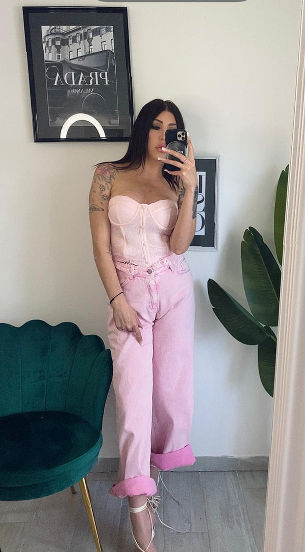 Jeans rosa larghi